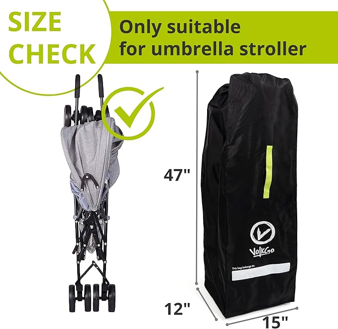 V VOLKGO Stroller Bag for Airplane, Large Cover for Airtravel, Jogger & Umbrella Stroller Cover for Travel - Fits Most Sizes, Gate Check Bag, Heavy Duty Durable Infant carrier covers for Air Travel