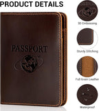 BIAOTIE Premium Leather Passport Holder Covers, Rfid Travel Wallet Passport Document Holder, Travel Essentials Wallet Cover Case for Men and Women (Coffee Brown)
