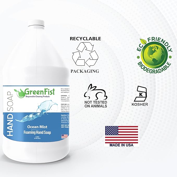 GreenFist Foaming Hand Soap Refills Ocean Mist Scent Foam Refill, (1 Gallon)