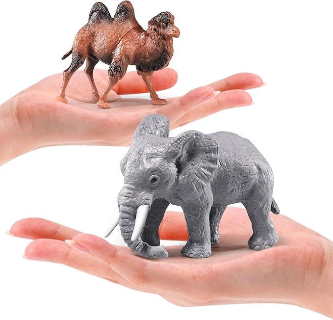 Safari Animals Playset, 41Pcs Jungle Zoo Animal Toys for Toddlers 1-3/Kids 3-5 - Light-Up Sound Lion Basket, Non-Toxic Educational Figurines, Ideal Birthday for Boys & Girls