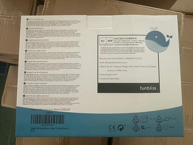 Funbliss Fixed Headrest Baby Car Mirror, Car Mirror for Baby Compatible with Tesla and other vehicles,360° Rotation, Shatterproof Plastic, No Assembly Required