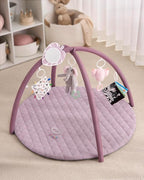 Blissful Diary Baby Play Gym Mat, Tummy Time Activity Mat with 6 Detachable Toys for Stage-Based Sensory & Motor Skill Development, Easy to Install & Clean, Baby Essentials Gift, Lavender Pink