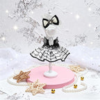 ‌Elegant White-and-Black Dress for 15cm/17cm Dolls - Strap Gown with Heart Pearl Necklace & Bow Headband/Fashion Doll Clothes Set, Accessories for Girl Doll/Perfect for Collectors, Gifts