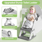 Frog Potty Training Seat, Upgrade Toddler Toilet Seat for Kids Boys Girls, 2 in 1 Potty Training Toilet for Kids, Splash Guard Anti-Slip Pad Step Stool