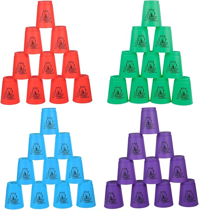 yeesport Sport Stacking Cups, 48pcs Sports Stacking Cups Sport Training Games for Travel Party Challenge Competition Gift for Kids and Adults (Blue+Green+Orange+Purple)