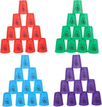 yeesport Sport Stacking Cups, 48pcs Sports Stacking Cups Sport Training Games for Travel Party Challenge Competition Gift for Kids and Adults (Blue+Green+Orange+Purple)
