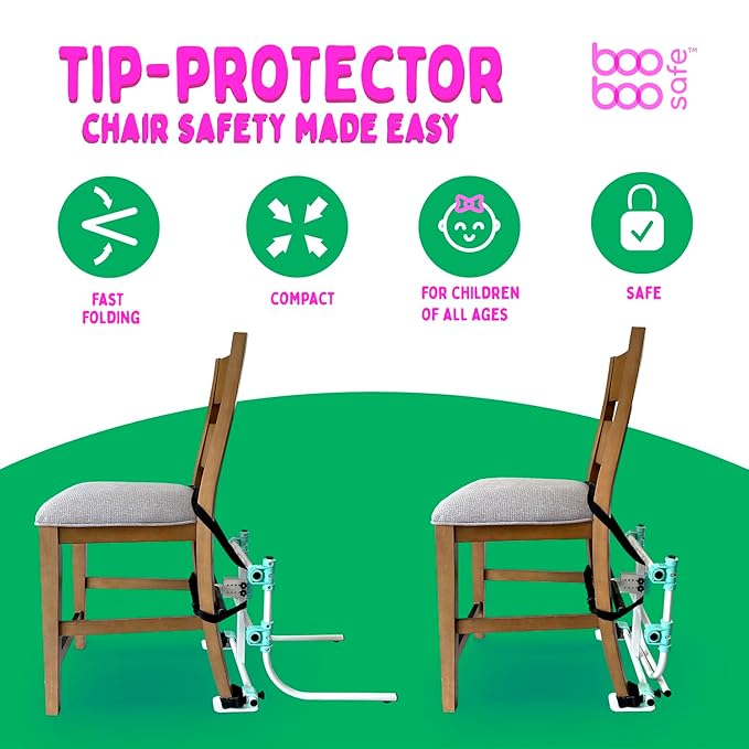 Tip Protector for Chairs - Patent Anti-Tip Chair Safety Device for Children - Anti-Tip Furniture, Child Safety Device for Toddlers - Prevent Chair Tipping for Safe Seating