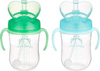 Amazon Brand - Mama Bear Silicone Weighted Straw Sippy Cup, 9 Ounces, Pack of 2, Blue/Green