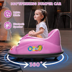 12V Bumper Car for Toddlers, Electric Toy Ride on Battery Car with Kids W/Parent Remote Control, 2-Speed, 360 Degree Spin, Music & LED Lights for Kids, Purple