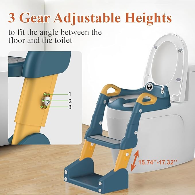 Potty Training Seat, Toddler Toilet Seat for Little Boys Girls, Potty Training Toilet with Urinals, Toddler Step Stool Ladder and Splash Guard (Blue)