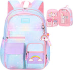 Kawaii Backpack, Pink Backpack for Girls, Kid Starry Rainbow Bookbag, Cute Backpack for Kids, Aesthetic Backpack, Blue