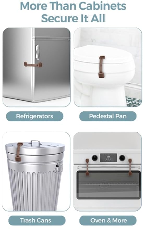 Cabinet Locks Baby Proofing (6-Pack Brown) - Child Proof Cabinet Locks, No Drilling, Easy Installation, Adjustable & Reusable, Drawer Locks Baby Proofing