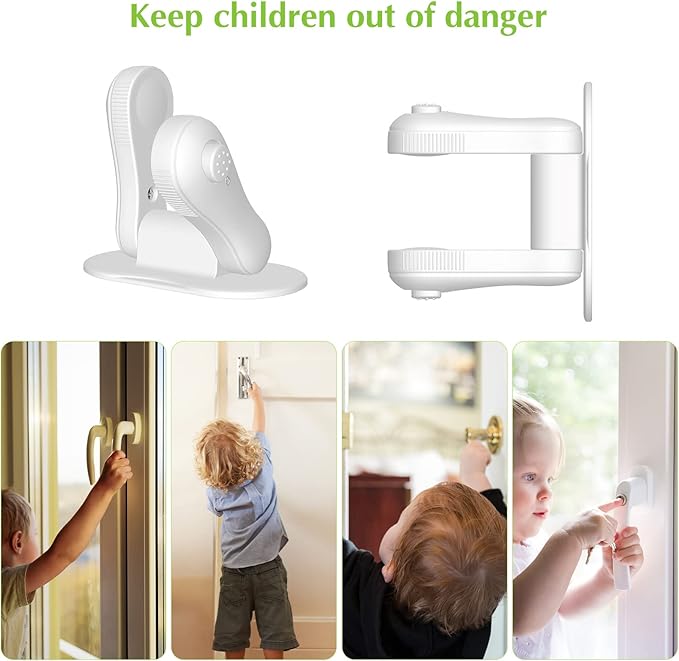 Child Proof Door Lever Lock, 2 Pack Door Locks for Kids Safety, Door Knob Child Proof, Baby Proofing, 3M Adhesive, Door Handle Child Proof, Baby Safety Locks for Toddlers (White)