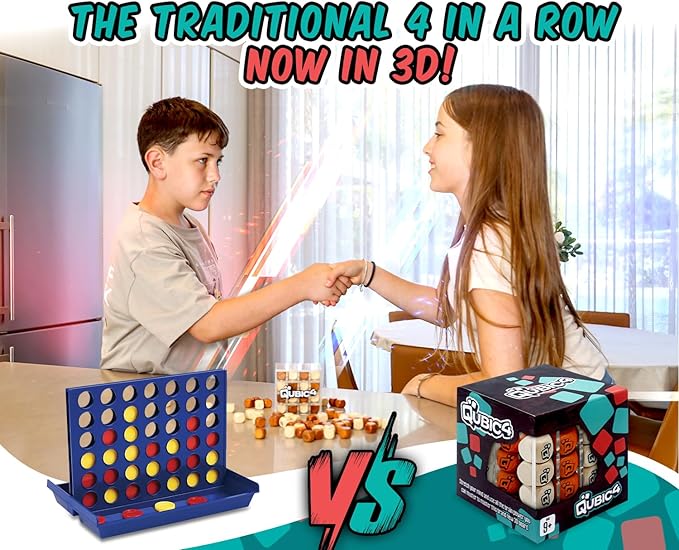 , a Unique 4 in A Row Game, 3D Strategy Board Game for Critical Thinking. The Classic Grid Game in a Sleek Acrylic Cube. Superbly Designed Wooden Cubes. Tactical Game Play for All Ages