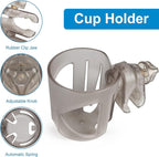 Accmor Universal Cup Holder, Stroller Cup Holder, 360° Rotatable Large Caliber Designed Bottle Holder for Stroller, Bike, Wheelchair, Walker, Scooter, Transparent Grey