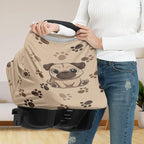 Binienty Brown Dog Paw Prints Infant Carseat Canopy for Boys Girls - Pug Animal Stretchy Breathable Soft Infants Stroller Cover Cozy Car Seat Covers