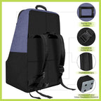 Padded Car Seat Travel Bag for Airplane, Heavy Duty Backpack for Air Travel, Water-Resistant Carrier with Shoulder Strap, Fits Most Car Seats (Blue+Black)