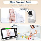 JUAN Baby Monitor with Camera and Audio, 5" LCD Screen, No WiFi 100% Private, 3500mAh Long Battery, 1000ft Range Connection, Remote Pan-Tilt-Zoom, Crystal Night Vision, 2-Way Talk for Newborn Infant