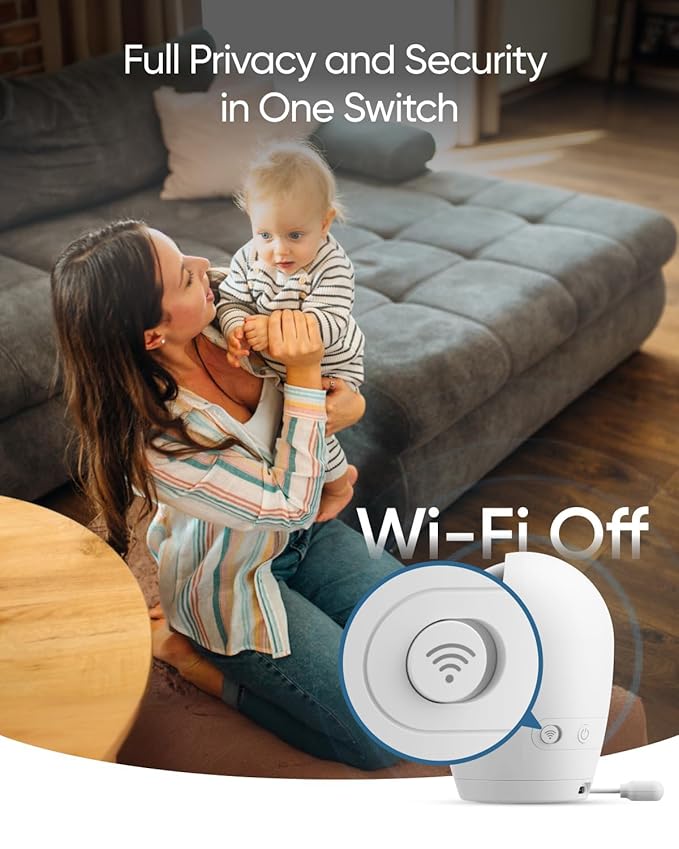 eufy Baby Monitor E20, 2K Resolution, 5'' 720p Display, Hybrid Connection, Wi-Fi & No Wi-Fi Control, Pan-Tilt, 4× Zoom, Night Vision, Built-in Battery Camera, ANR, Smart Alerts, 24/7 Recording
