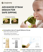 Sippy Cups for Toddlers 1-3, Spill Proof Weighted Straw Cup with Handle for Baby 6 Months + old, 2 Pack, Total 4 Silicone Straws, PPSU, BPA Free, 9 oz (Green)
