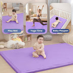 Baby Play Mat for Floor,1.3" Thick Memory foam Tummy Time Mat for Toddlers,Infants,kids,Water-Repellent Soft Nursery Rug,Extra Large Non Slip for Crawling&Yoga,Tatami Style for Living Room(Lavender)