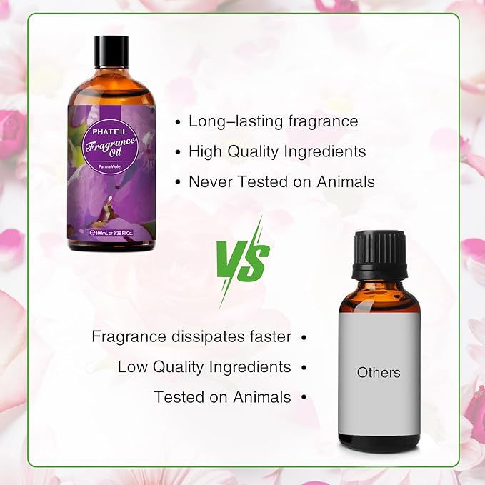 PHATOIL 3.38FL.OZ Parma Violet Fragrance Oils for Aromatherapy, Essential Oils for Diffusers for Home, Perfect for Diffuser, DIY Candle and Soap Making, DIY Scented Products - 100ml