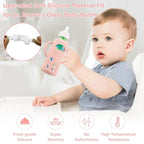 2 Pack Silicone Sleeves for Dr. Brown's Glass Baby Bottles, Anti Breakage Durable Baby Bottle Holder with Easy Grip Handles, Narrow Sleeve with a Cutout, Dishwasher/Freezer/Microwave Safe, 8 oz