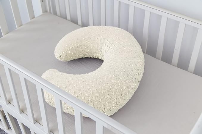 Nursing Pillow and Positioner Breastfeeding and Bottle Feeding, Propping Baby, Tummy Time, Sitting Support, with Removable Dots Cover, for Baby Boy Baby Girl（Pristine）