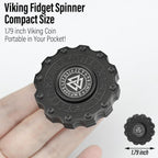 FREELOVE Metal Fidget Spinner Magnetic Slider, Viking Pirate Spinning Haptic Clicker, Heavy Stainless Steel Spin Clicky, Small Round Gear Click Gyro, Premium Silent Bearing, Adults Anxiety Cool, Black