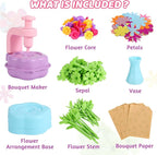 Flower Crafts Kit for Girls - Arts and Crafts for Kids Ages 4-8, Gifts for 4 5 6 7 8 9 Year Old Girls, Mess-Free Art Craft Activity Toys, Kids Flower Making Kit, DIY Creative Toys Gifts for Toddler