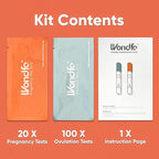 Wondfo 100 Ovulation Test Strips and 20 Pregnancy Test Strips Kit - Rapid Test Detection for Home Self-Checking Urine Test (100 LH + 20 HCG)