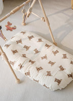 Little Jump Organic Cotton Muslin Baby Lounger Covers, 2 Pack, Soft Removable Slipcovers for Newborn Infant Lounger, for Girls Boys, Coffee Checkered (Teddey Bears & Kakhi)