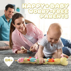 Baby Toys 0 to 12 Months, Musical Stuffed Animal Activity Soft Toys with Multi-Sensory Crinkle, Rattle and Textures, Infant Tummy Time Toys for Newborn Boys Girls, Caterpillar, Yellow