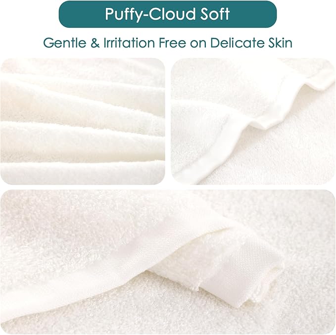 Baby Washcloths 6 Pack, 10x10 inch Heavenly Soft Small White Wash Cloths for Face and Body, Gentle & Safe Face Towel on Sensitive Skin, Baby Essentials Bath Shower Gifts for Newborn Kid Toddler Child