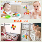 Suction Cup Spinner Toys for Baby, Pop it Fidget Toys for 1-3 Toddlers Gifts Spinning Top Sensory Toy Bath Toys Birthday Gifts for Boy Girl (3 Pcs)