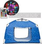 Kids Play Tent-Portable Playhouse Children House -Easy Set up Indoor Outdoor with Carry Bag for Kids-Light Strip Design for Night Use with Starry Fabric - Space for Children and Parents-Birthday