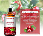 PHATOIL 3.38FL.OZ Cranberry Fragrance Oils for Aromatherapy, Essential Oils for Diffusers for Home, Perfect for Diffuser, Yoga, Skin Care, DIY Candle and Soap Making - 100ml