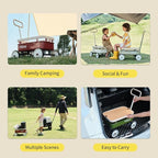 kidpop PULA-Wild 3-in-1 Kids' Pull-Along Wagon Toddlers Push Walker for 2.5-8, Removable Wooden Cover and Adjustable Handlebar, Birthday Gifts Max Weight 33 lbs (Grey)