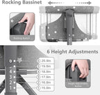 3 in 1 Baby Bassinet, Rocking Bassinet Bedside Sleeper with Comfy Mattress and Breathable Mesh, 6 Height Adjustable & Upgraded Wheels Portable Bedside Crib for Newborn