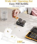 Zoksi Am Pm Pill Organizer 7 Day, Weekly Pill Box 2 Times a Day, Medicine Pill Organizer with Separate Compartment, Travel Pill Case Dispenser Portable for Vitamins, Fish Oils, Medicines(Black)