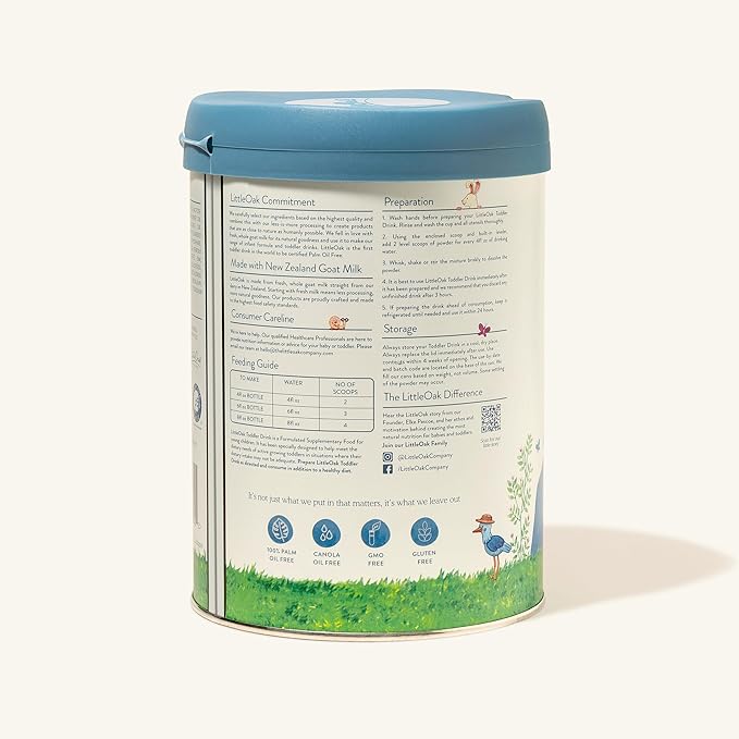 LittleOak Natural Goat Milk, Toddler Drink, 12 Months+, 28oz (800gm) Tin