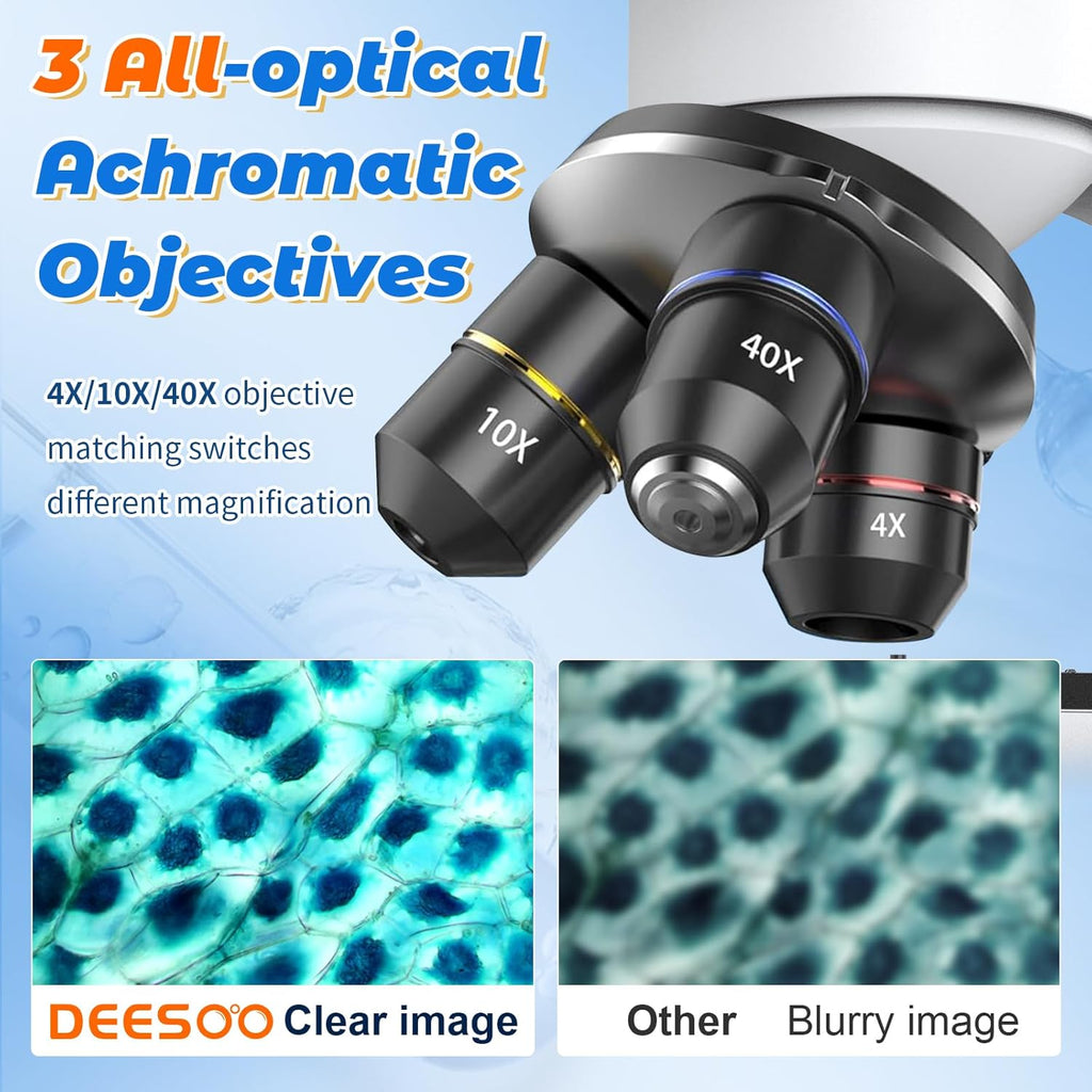 Compound Binocular Microscope for Kids & Adults - 40X-2000X Magnification Professional Microscopes with Slides - Kids Microscope Kit for School & Family Science Education Equipment