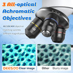 Compound Binocular Microscope for Kids & Adults - 40X-2000X Magnification Professional Microscopes with Slides - Kids Microscope Kit for School & Family Science Education Equipment