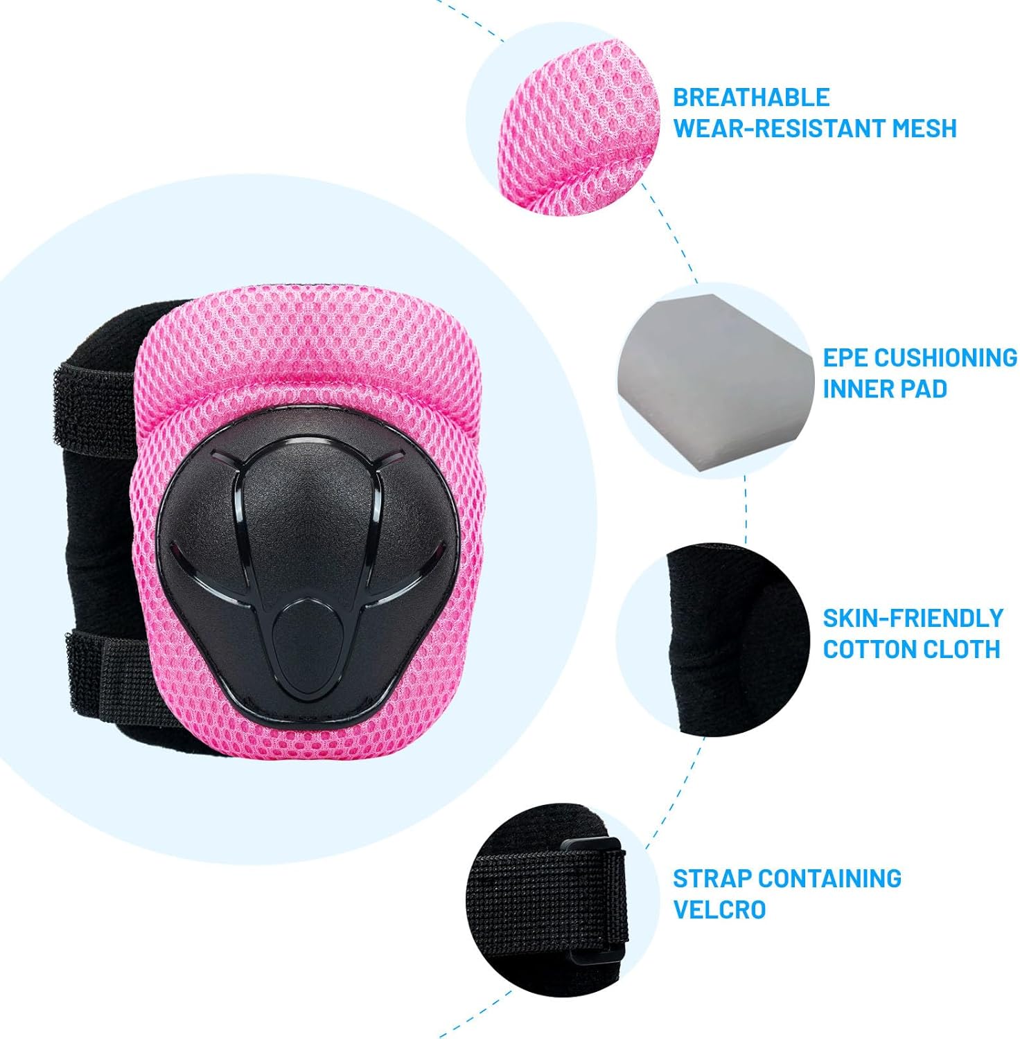 Knee Pads Elbow Pads Wrist Guards Set for Kids,Upgraded Protective Gear for Toddle 4-12 Boys or Girls Children Roller Skating Scooter Skateboarding Bike Roller Blade