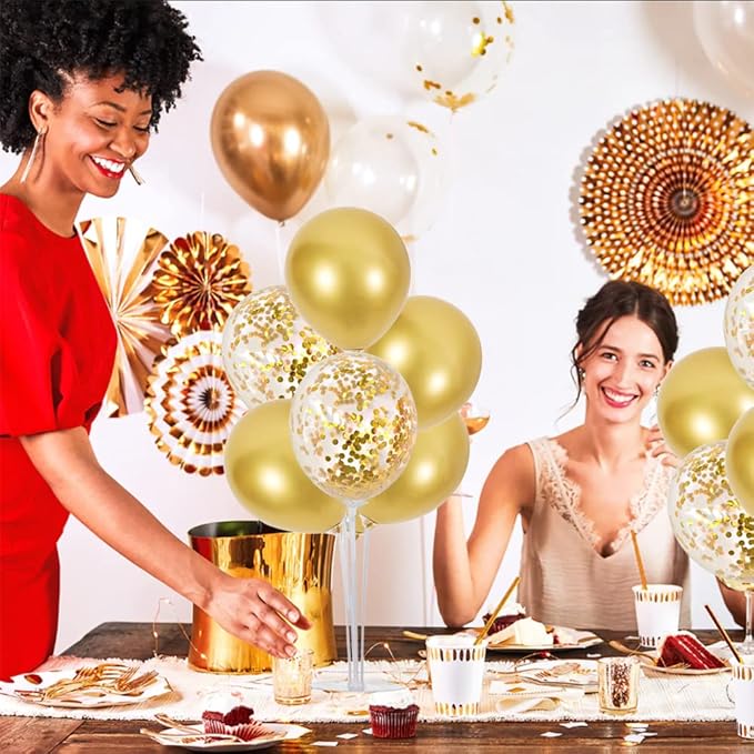 TONIFUL Inflatable Toys 6 Balloon Centerpieces with Gold Balloon Stand Kit for 2025 Graduation,Anniversary,Table Party Decorations,30th 40th 50th 60th 70th 80th Birthday Decorations New Years 2025