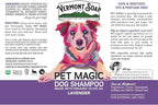 VERMONT SOAP Organics Pet Shampoo - Infused with Organic & Natural Olive Oil, Coconut & Aloe Vera Dog Shampoo for Sensitive Skin - USDA Certified Grooming Pet Shampoo - Lavender (640oz)
