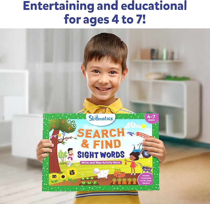 Skillmatics Search and Find Sight Words Educational Game - Reusable Preschool Learning Activities, Perfect for Toddlers & Kids Who Love Toys, Builds Vocabulary, Gifts for Ages 4, 5, 6, 7