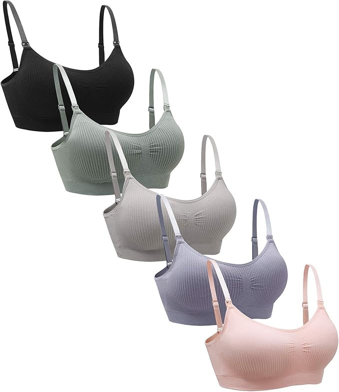 Suekaphin 5PACK Nursing Bra Wireless Bra Women's Sleeping Maternity Bra Breastfeeding Bra
