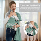 Baby Wrap Ring Sling 7-35 lbs, Baby Sling Carrier for Newborn, Toddler, Infant Holder, Lightweight Baby Carrier Wraps, Green