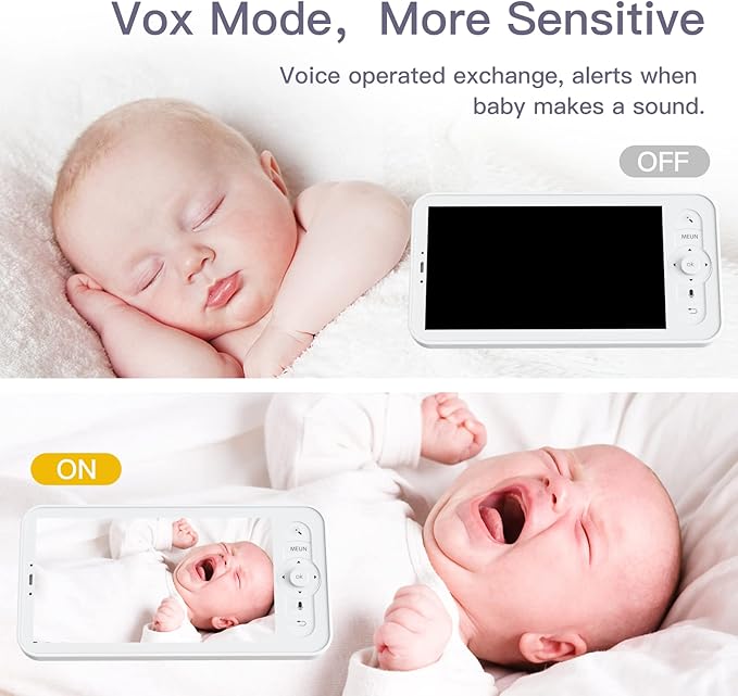 ARENTI Baby Monitor, 2K Smart Baby Camera with 5-Inch Upgraded Wireless Display, Super Night Vision, Lullabies, Cry & Motion Detection, Temp & Humidity Sensor, Two Way Audio